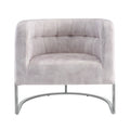 Beige Velvet Tufted Curved Back Barrel Accent Chair U397764