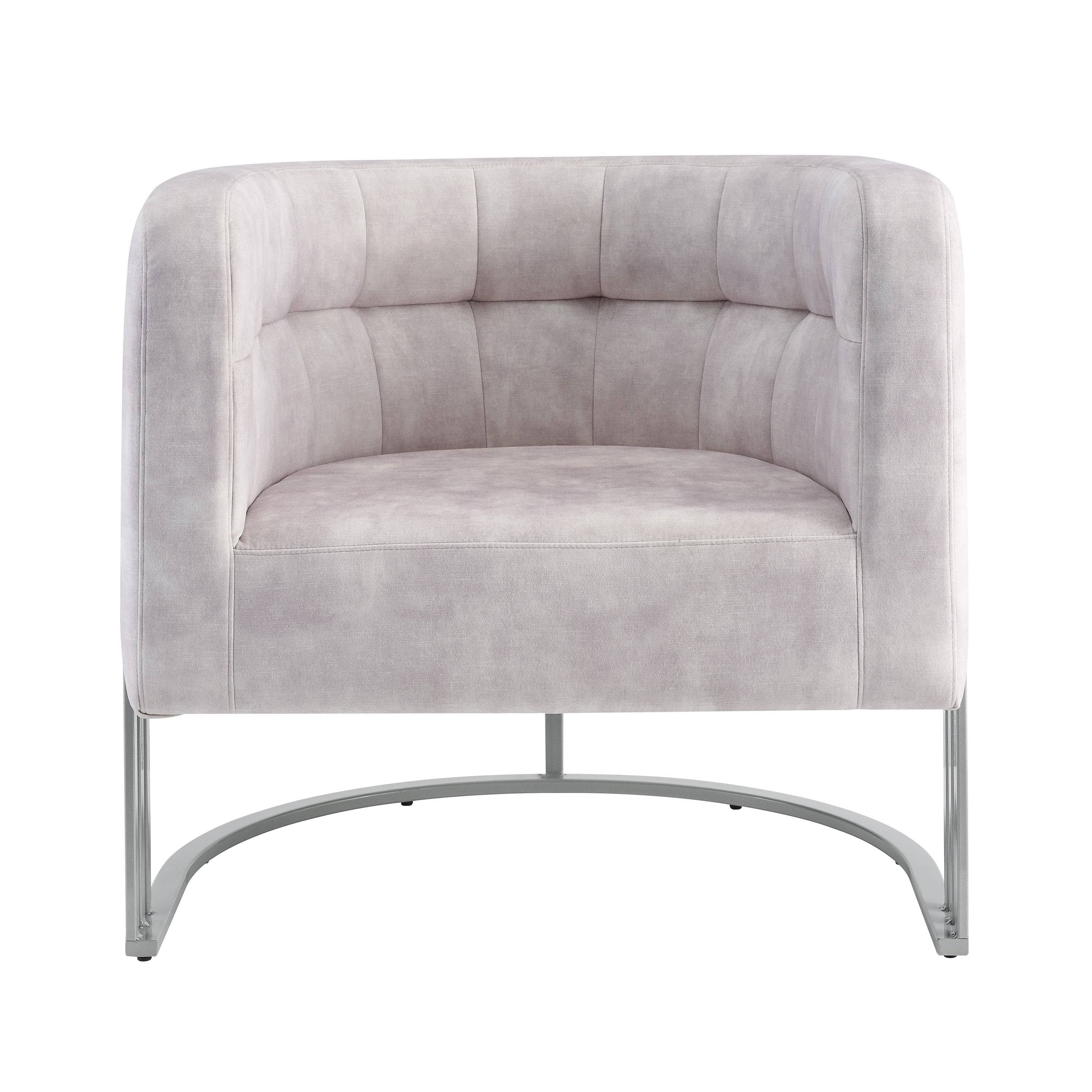 Beige Velvet Tufted Curved Back Barrel Accent Chair U397764