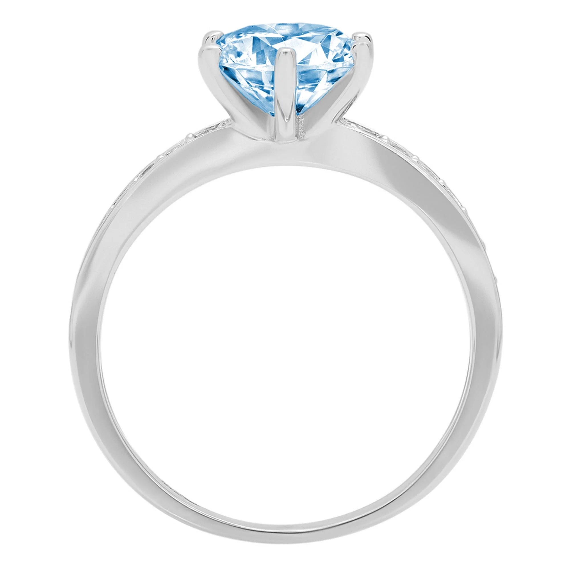 1.71ct Round Cut Blue Simulated Diamond 18k White Gold Ring Size 3.75 D2071