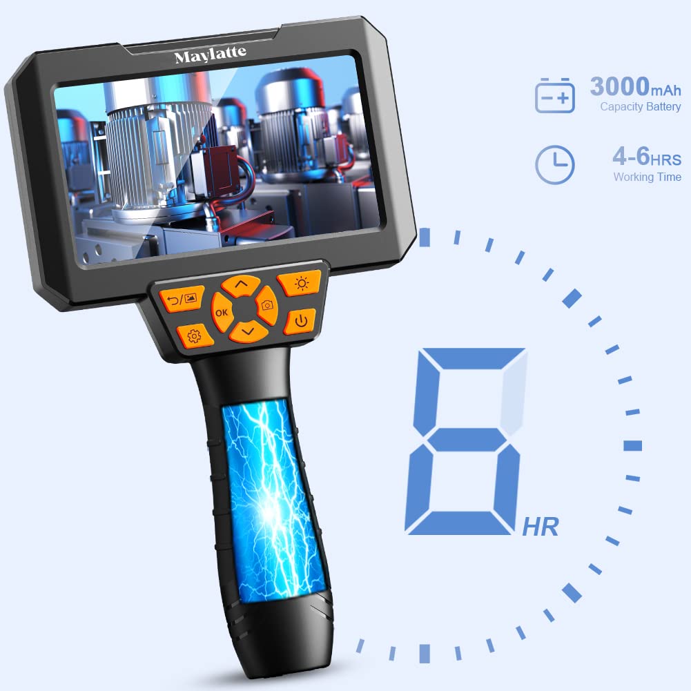 5 Inch Dual Lens Endoscope Camera with 16.5FT Semi-Rigid Cable and 32GB SD Card G5766