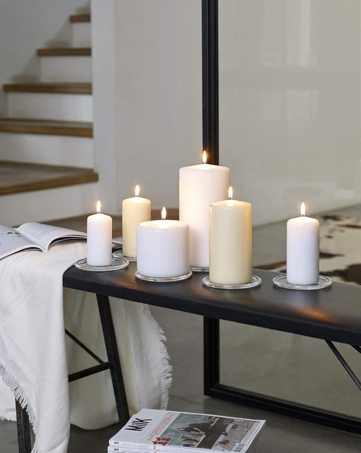White Pillar Candles Set of 20 Unscented Dripless O21276