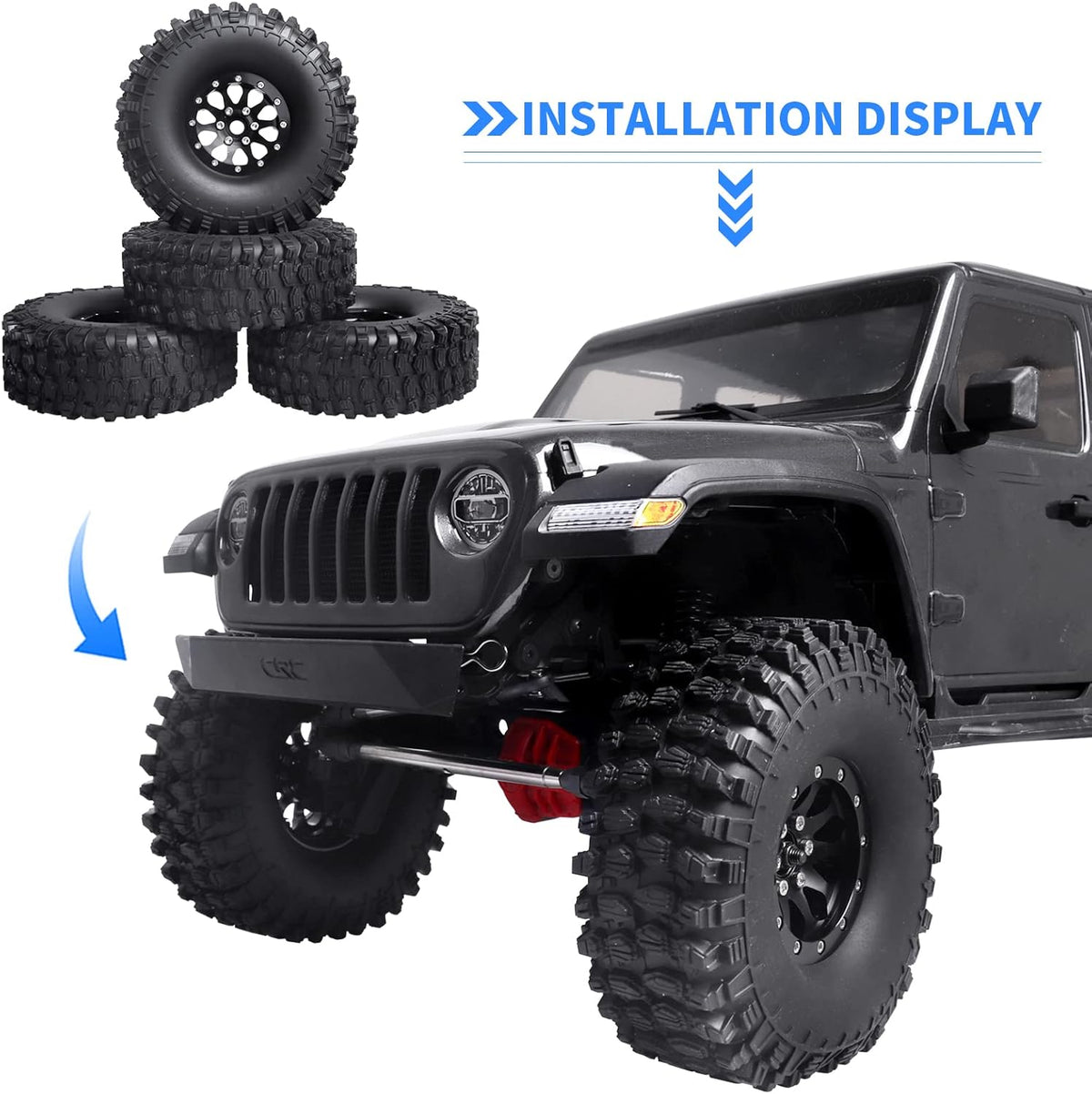 1.9 Beadlock Wheels and Tires for 1/10 RC Crawler, Soft Rubber with Foam Inserts, Set of 4 S581309