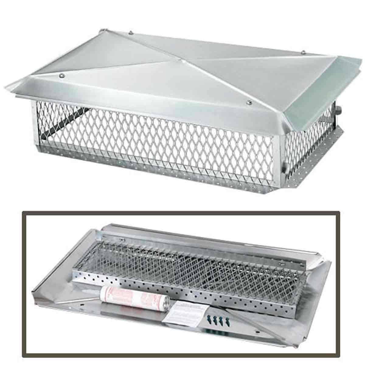 Stainless Steel Multi-Flue Chimney Cap 8x22 H x 29x22 W x 17x22 D S91124