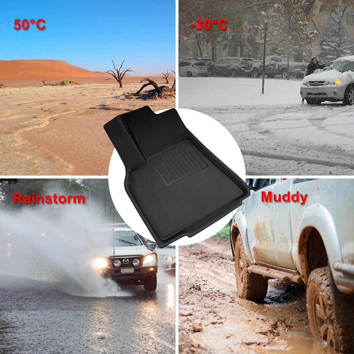 All-Weather Floor Mats for Tesla Model Y 2021, Black E723700