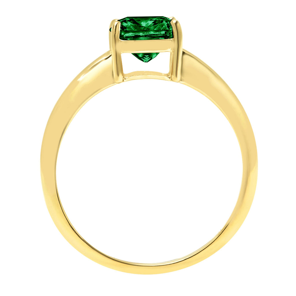 Green Simulated Emerald 18k Yellow Gold Solitaire Ring J235