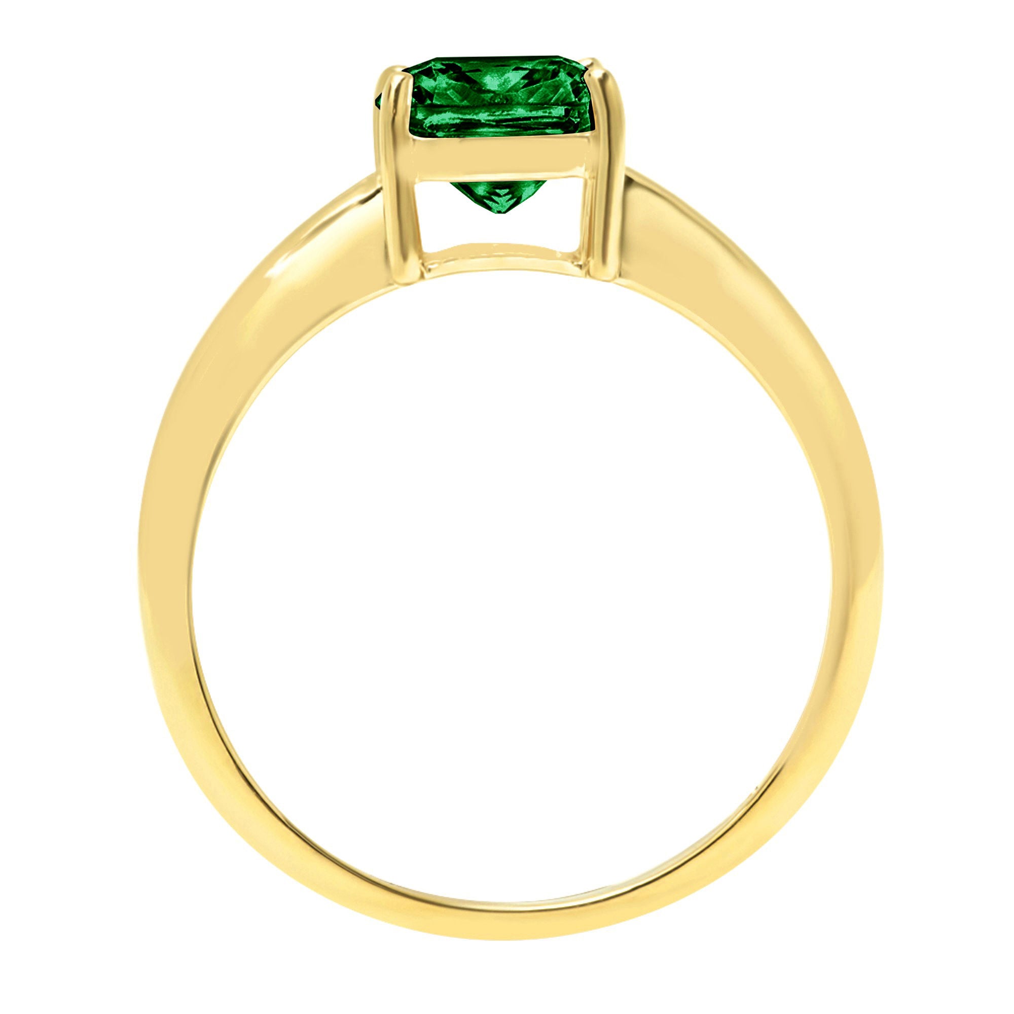Green Simulated Emerald 18k Yellow Gold Solitaire Ring J235