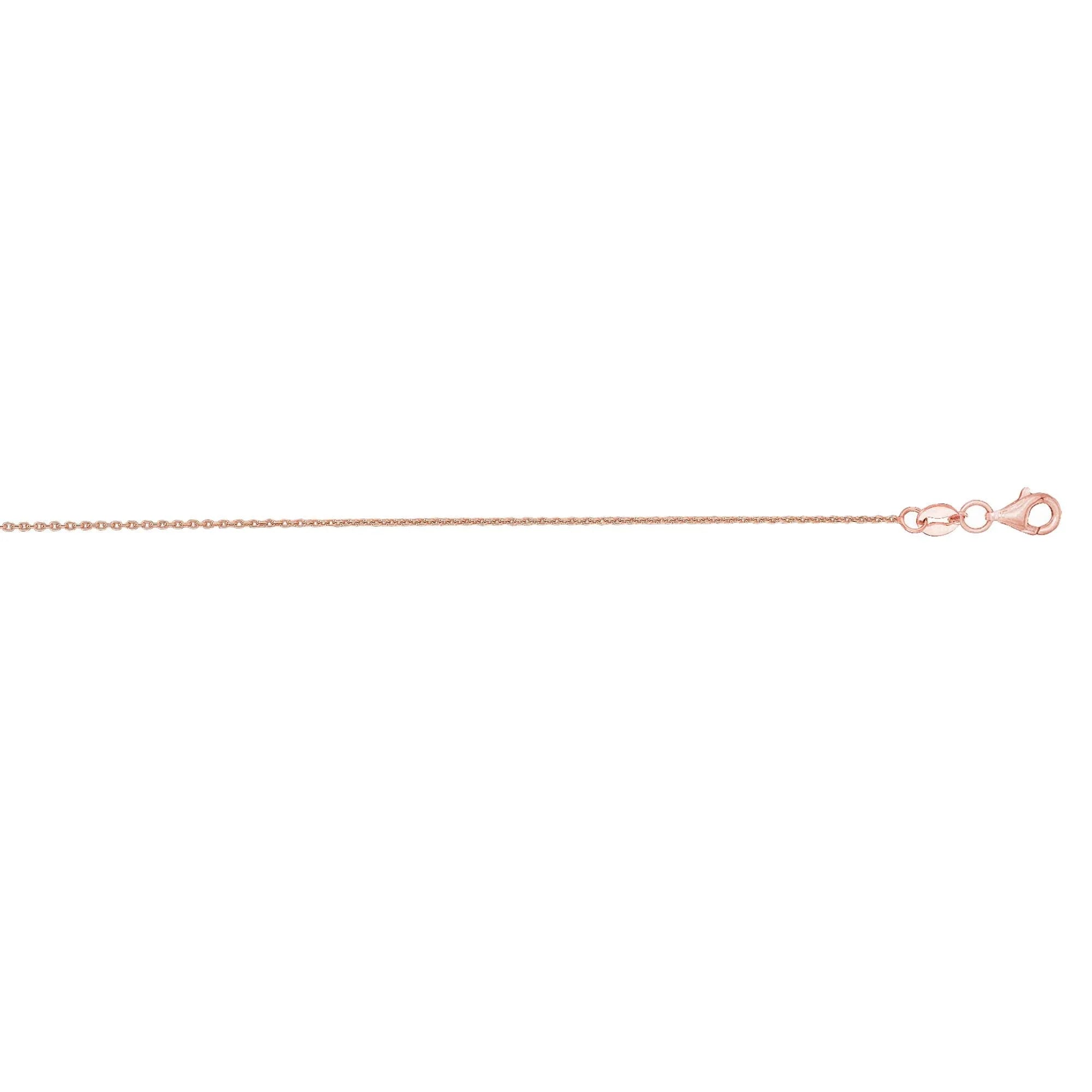 14k Rose Gold 0.6mm Shiny Round Cable Chain Necklace, 18 Inches W43579