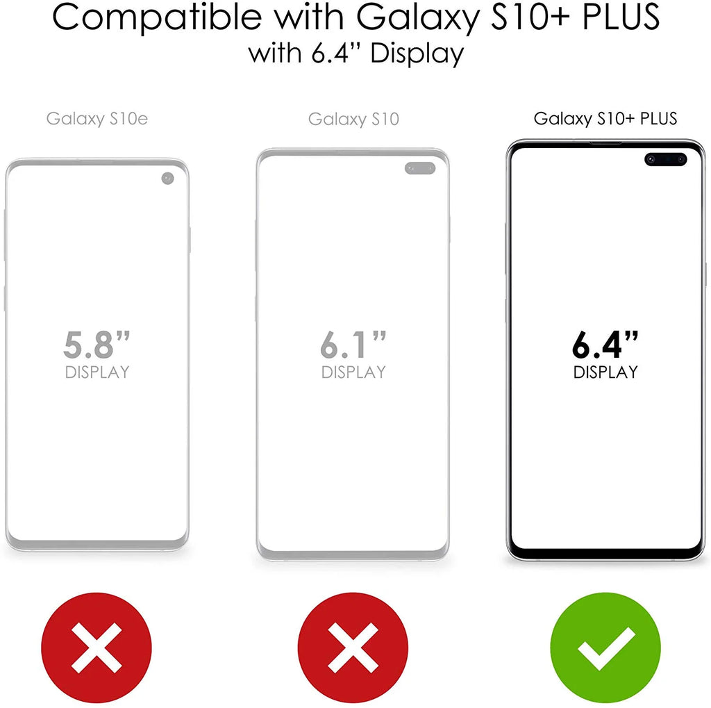 Clear Shockproof Hybrid Case for Samsung Galaxy S10+ Plus with TPU Bumper, Acrylic Back, Tempered Glass Screen Protector K659322