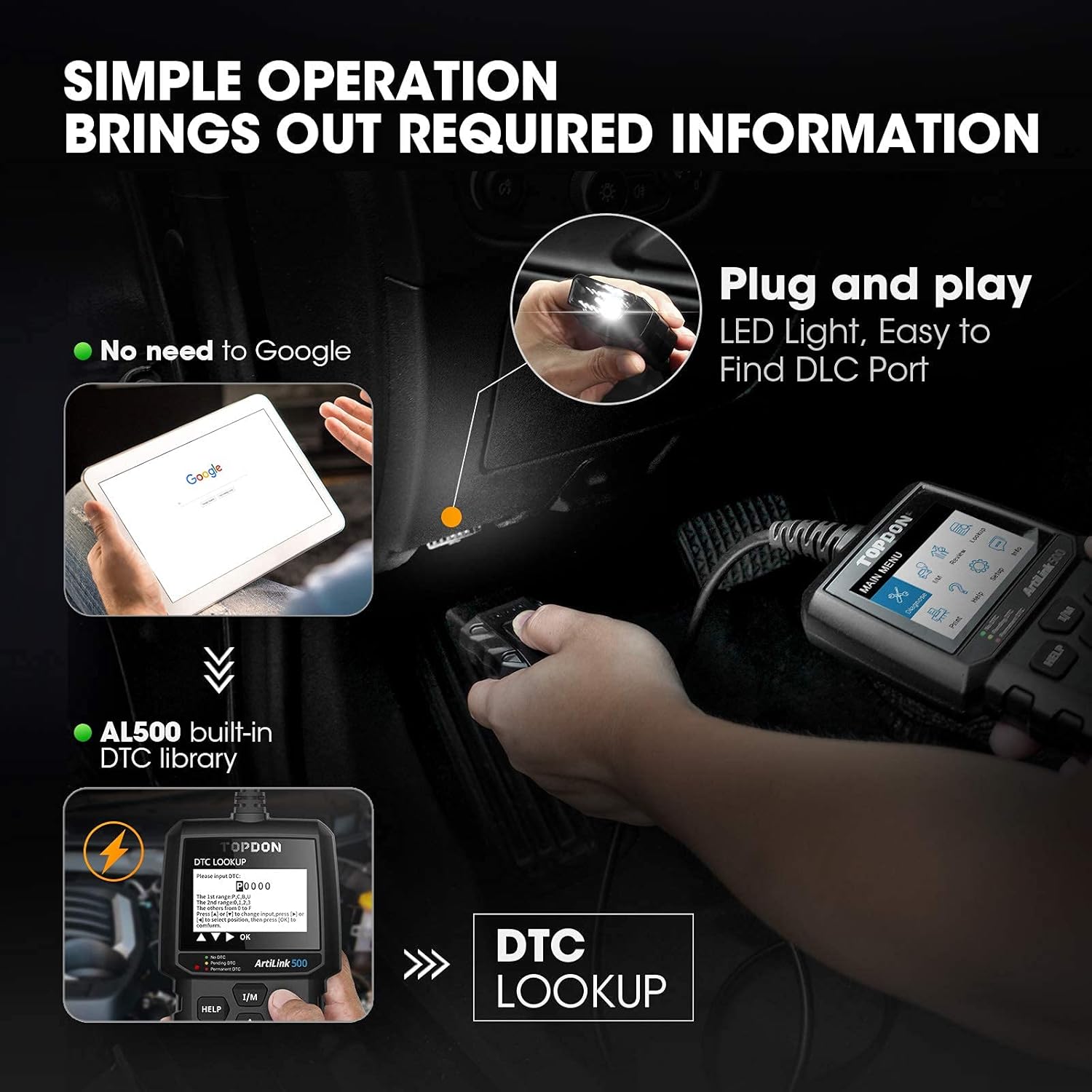 OBD2 Scanner Vehicle Diagnostic Tool with LED Light K8848