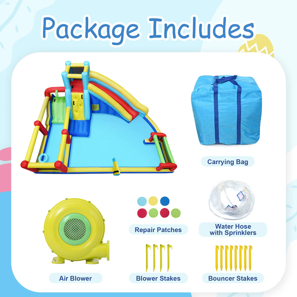 Inflatable Water Slide Park with Climbing Wall and Splash Pool C103