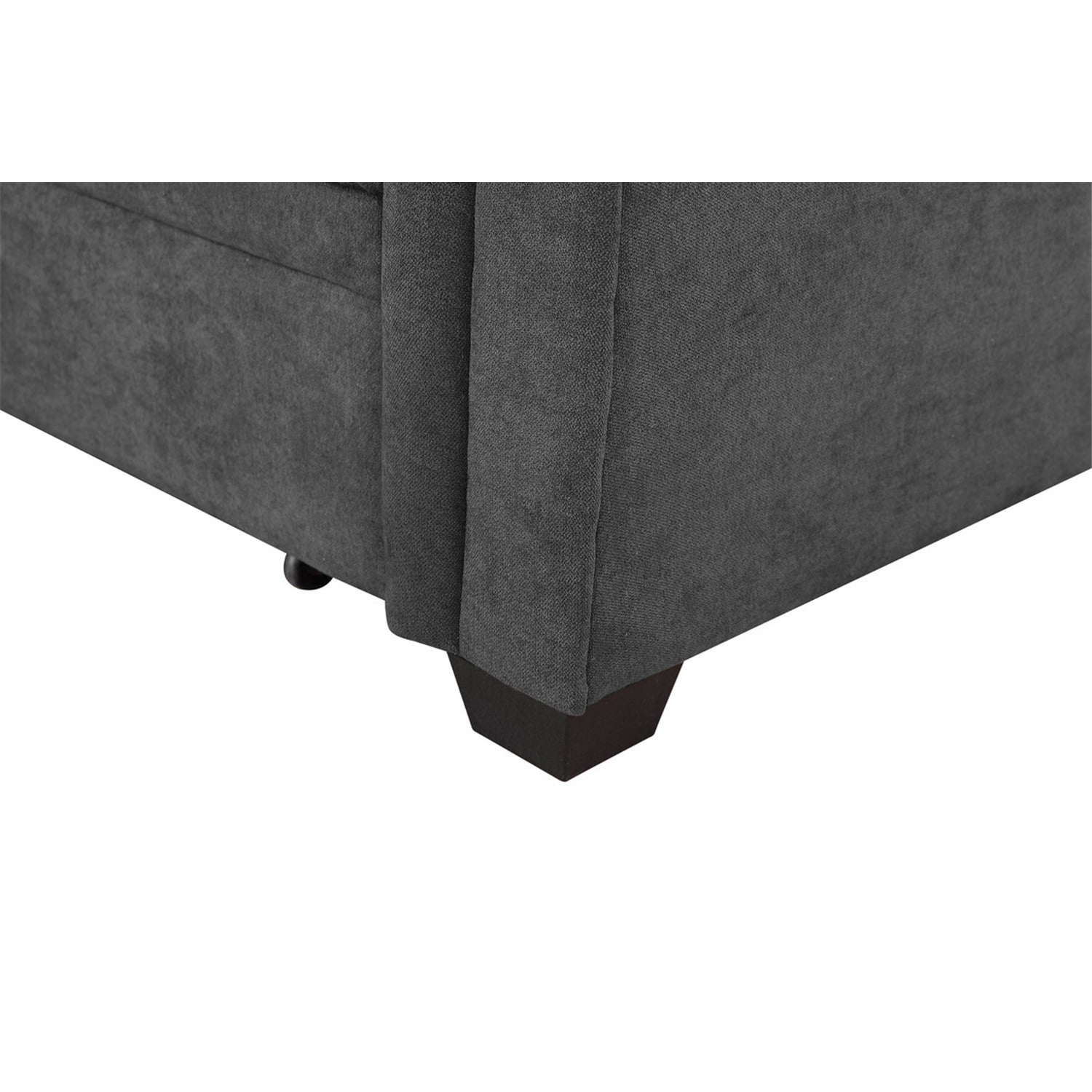 Gray Woven Fabric Sleeper Sectional Sofa Chaise with USB Charger and Tablet Pocket H421
