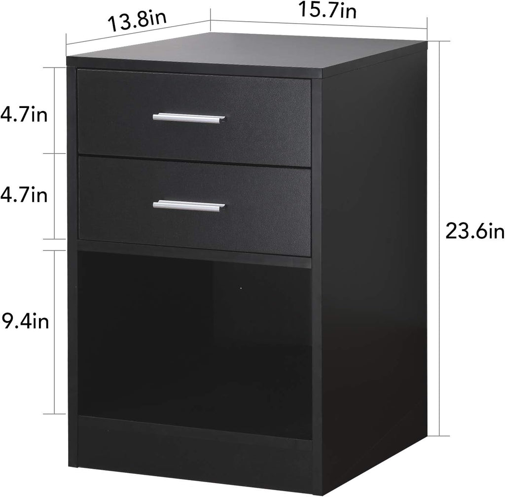 Black Nightstand with 1 Drawer and Shelf C80743