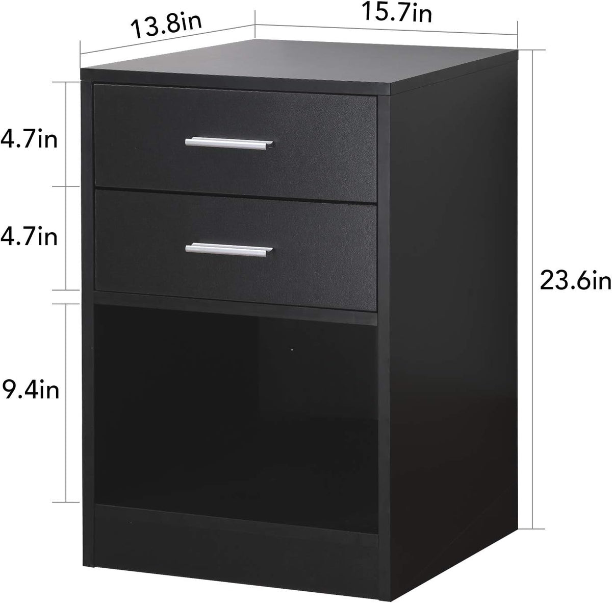 Black Nightstand with 1 Drawer and Shelf C80743
