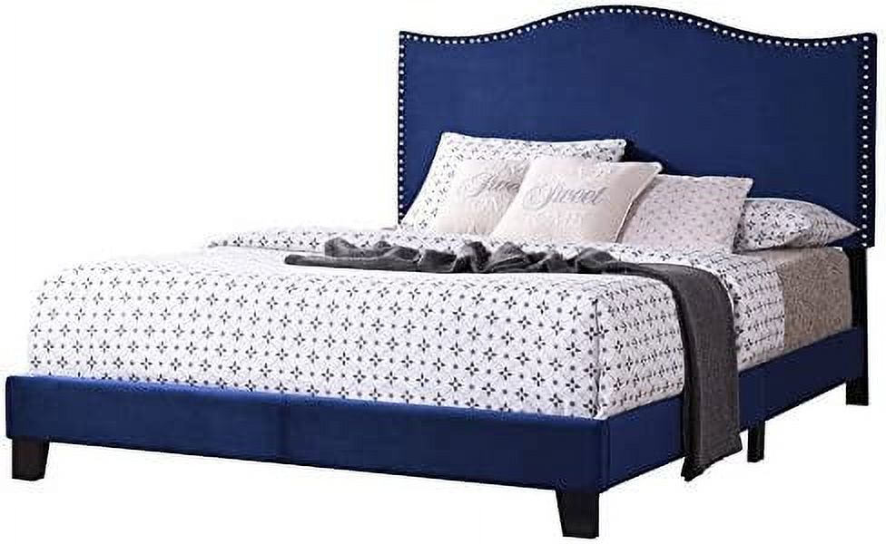Blue Velvet King Size Upholstered Panel Bed G59447