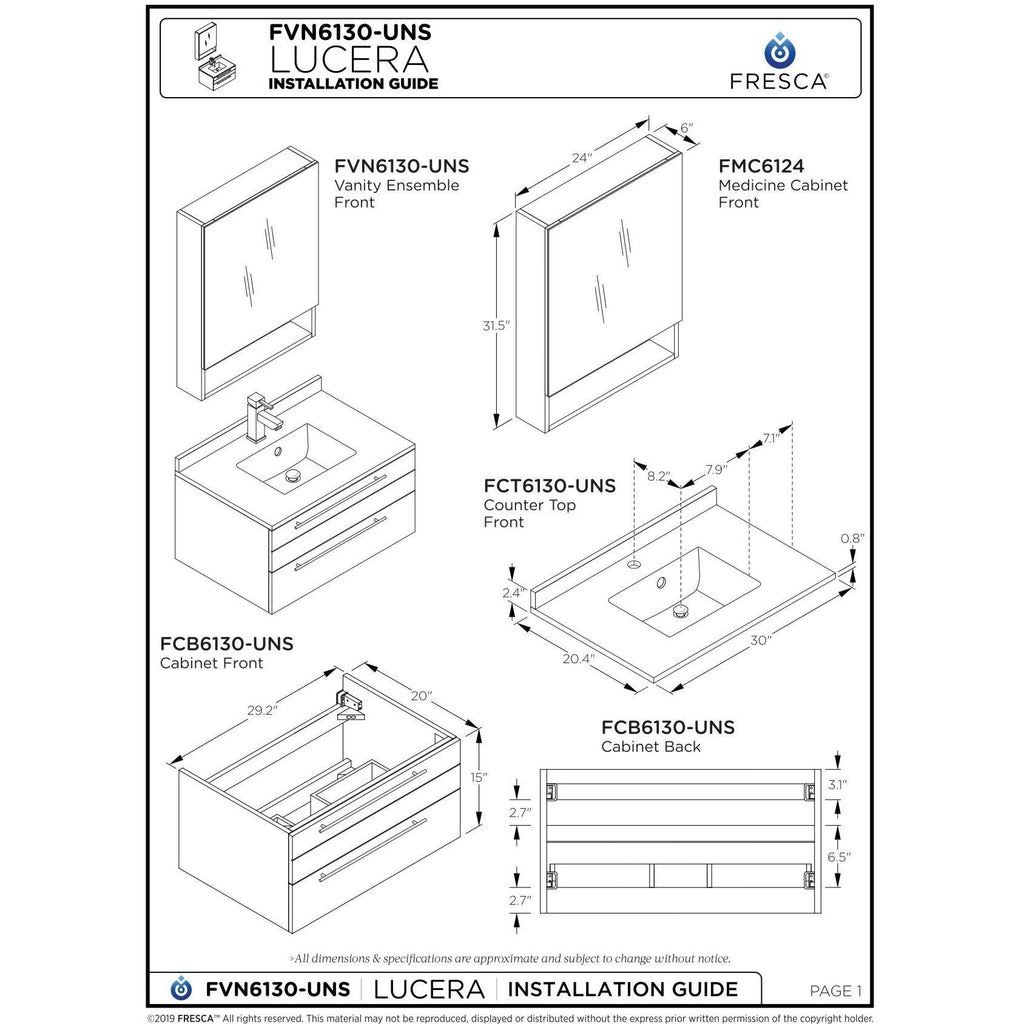 Espresso Wall Hung Undermount Bathroom Cabinet F910299
