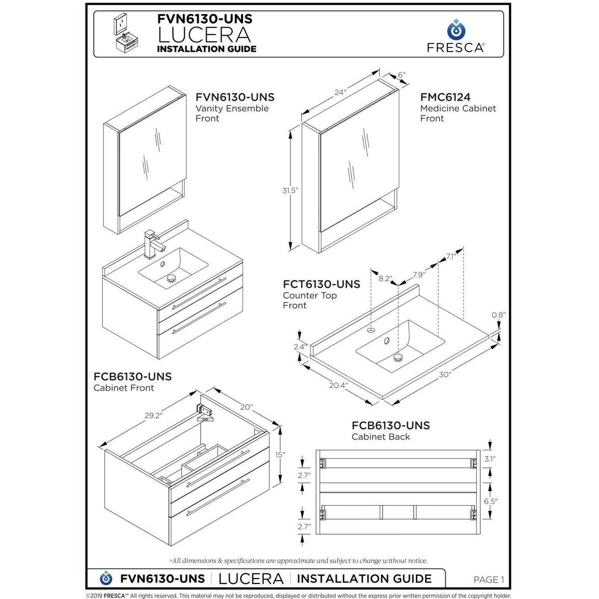 Espresso Wall Hung Undermount Bathroom Cabinet F910299