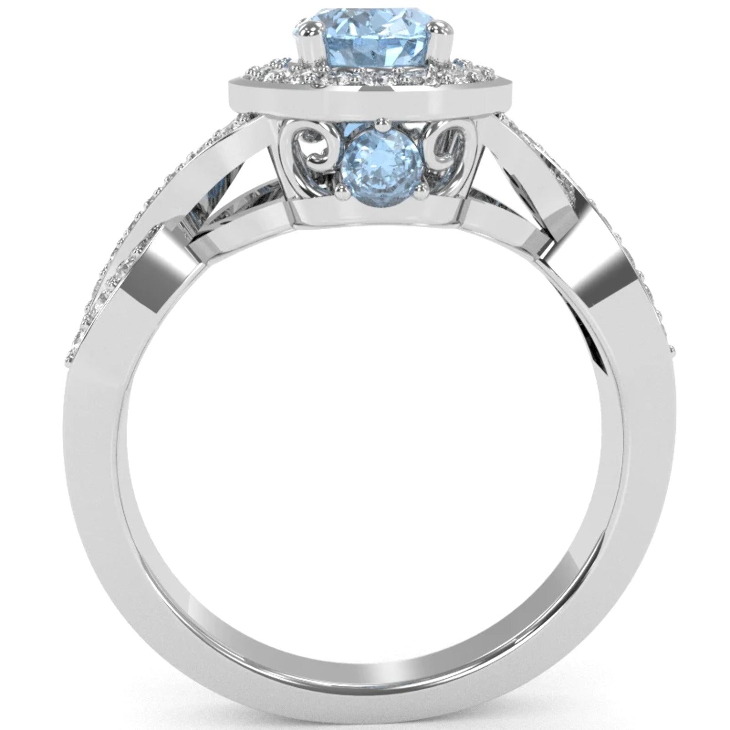 14k White Gold Aquamarine Diamond Engagement Ring N198601