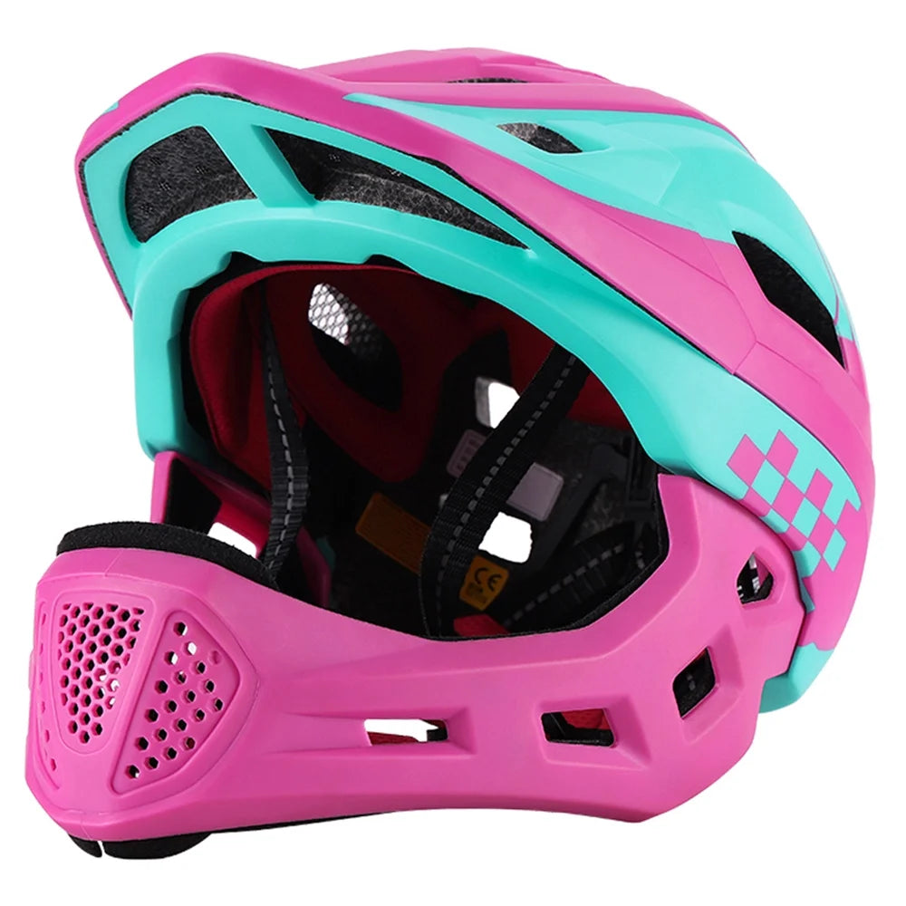 Kid Bike Full Face Helmet with Taillight and Detachable Chin K69414