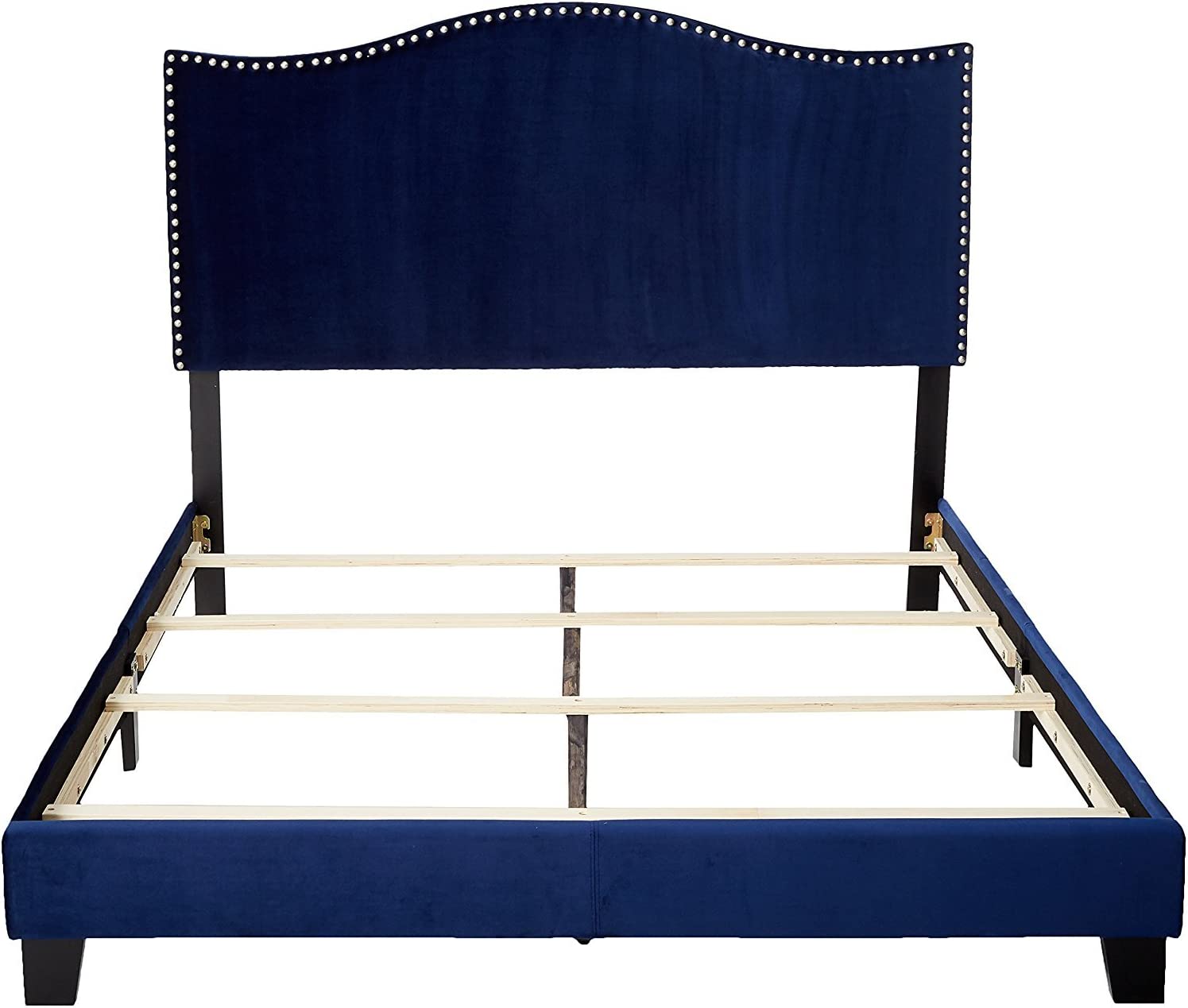Blue Velvet King Size Upholstered Panel Bed G59447