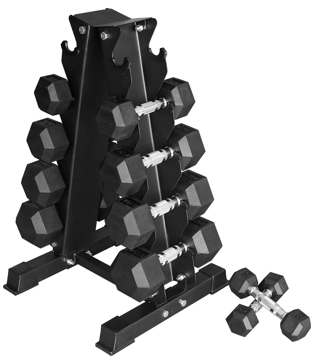150LB Coated Hex Dumbbell Weight Set with A-Frame Storage Rack L886280