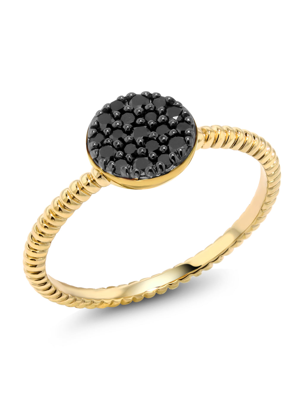 14K Solid Yellow Gold Black Diamond Ring P3317