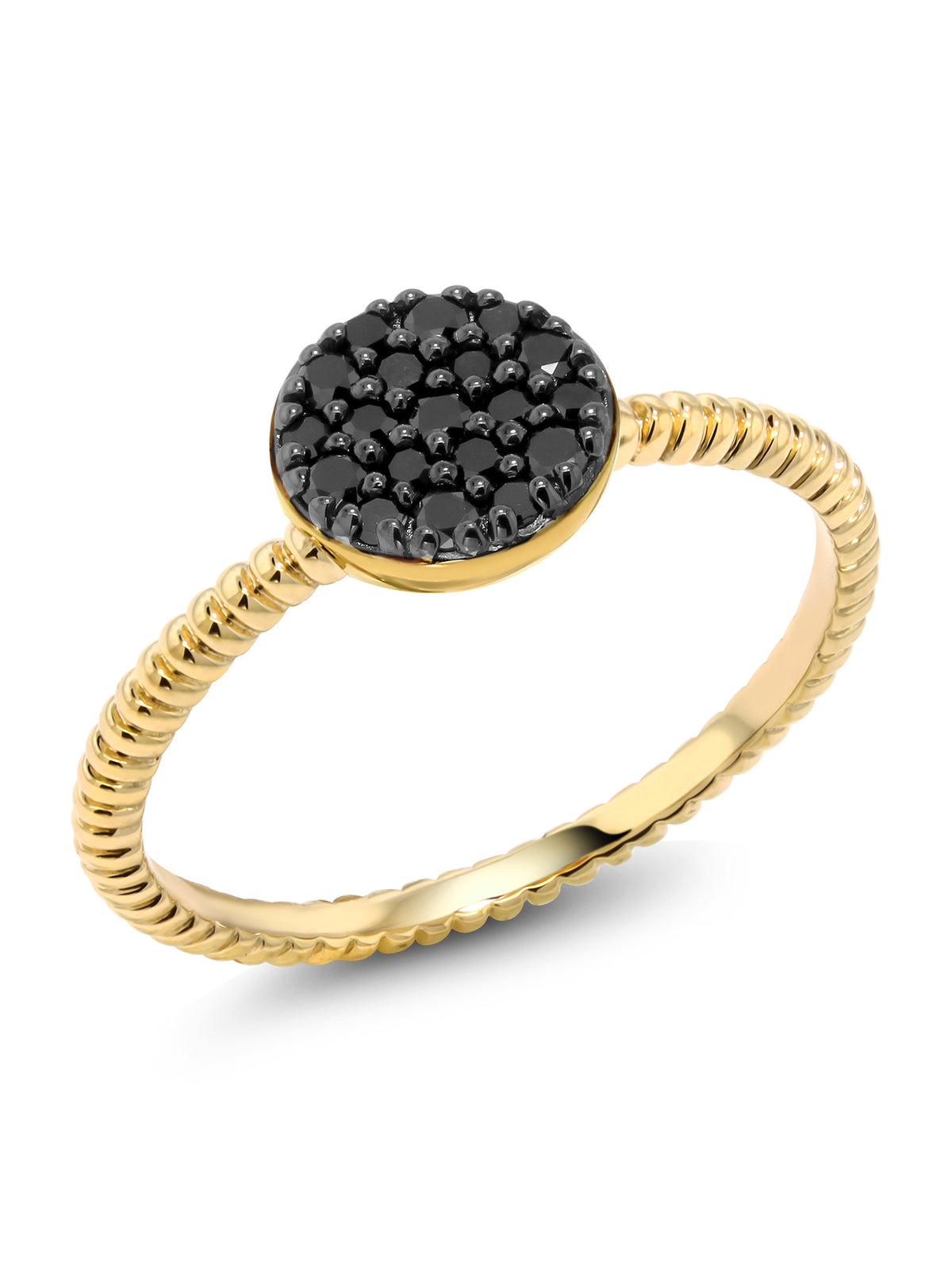 14K Solid Yellow Gold Black Diamond Ring P3317