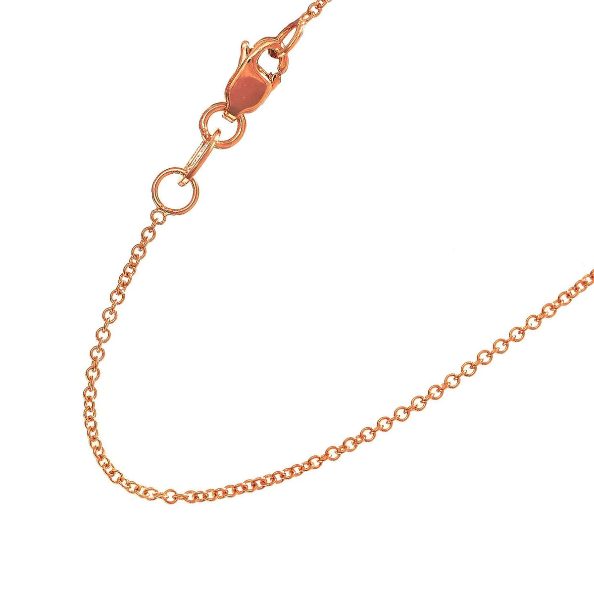 14k Solid Rose Gold 0.7 mm Round Cable Chain Necklace, Lobster Claw Clasp, 16 Inches U827