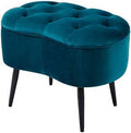 Teal Velvet Ottoman Foot Stool with Steel Legs F915