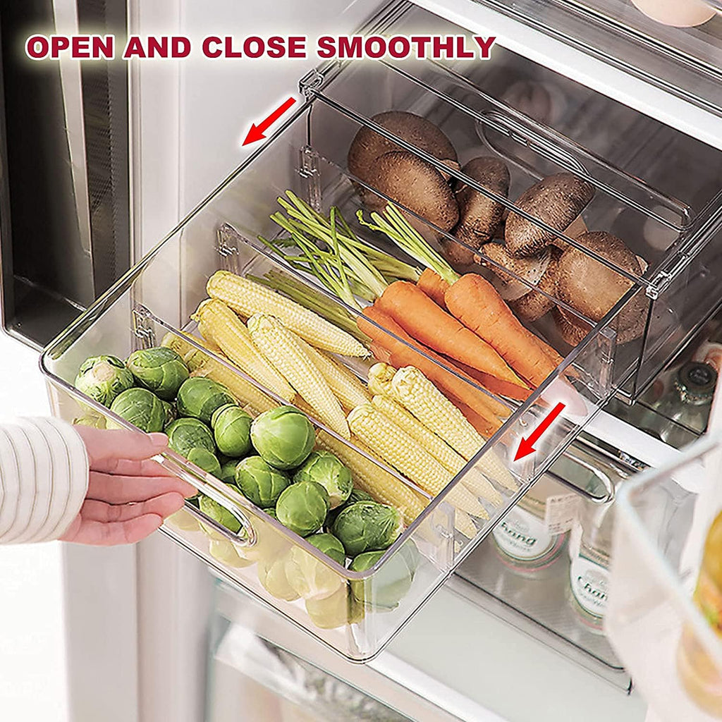 3 Pack Refrigerator Organizer Bins with Pull-out Drawer V449