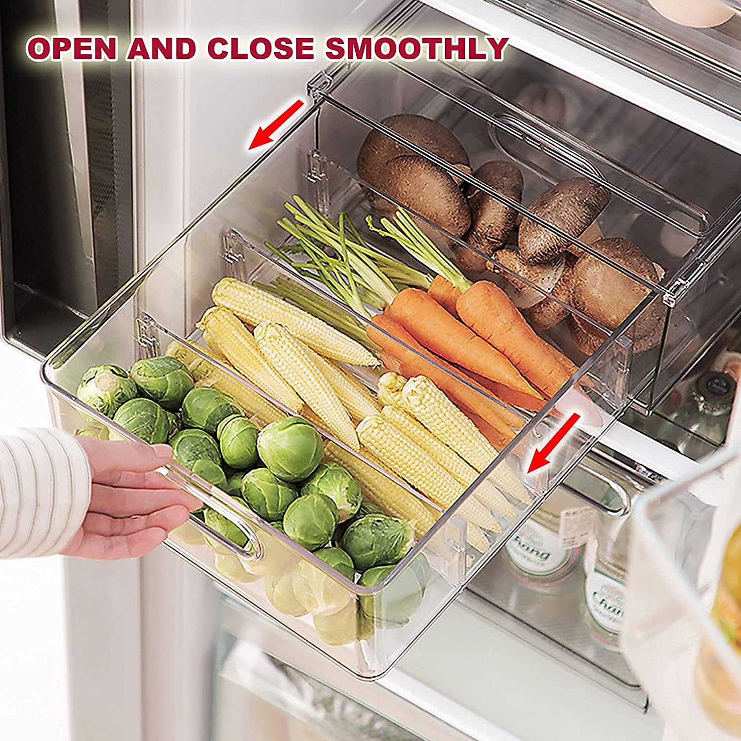 3 Pack Refrigerator Organizer Bins with Pull-out Drawer V449