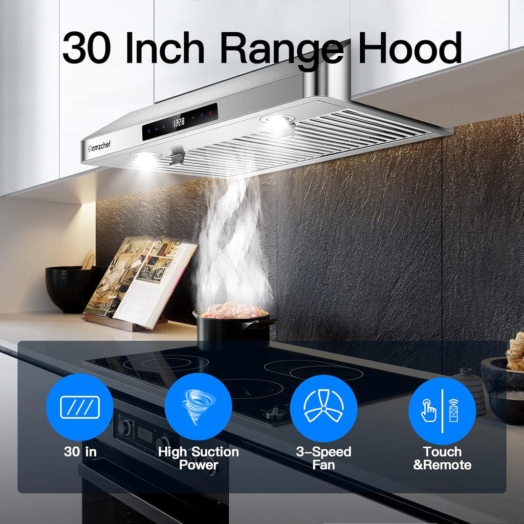 30 Inch Ducted Range Hood Under Cabinet Stainless Steel W7016