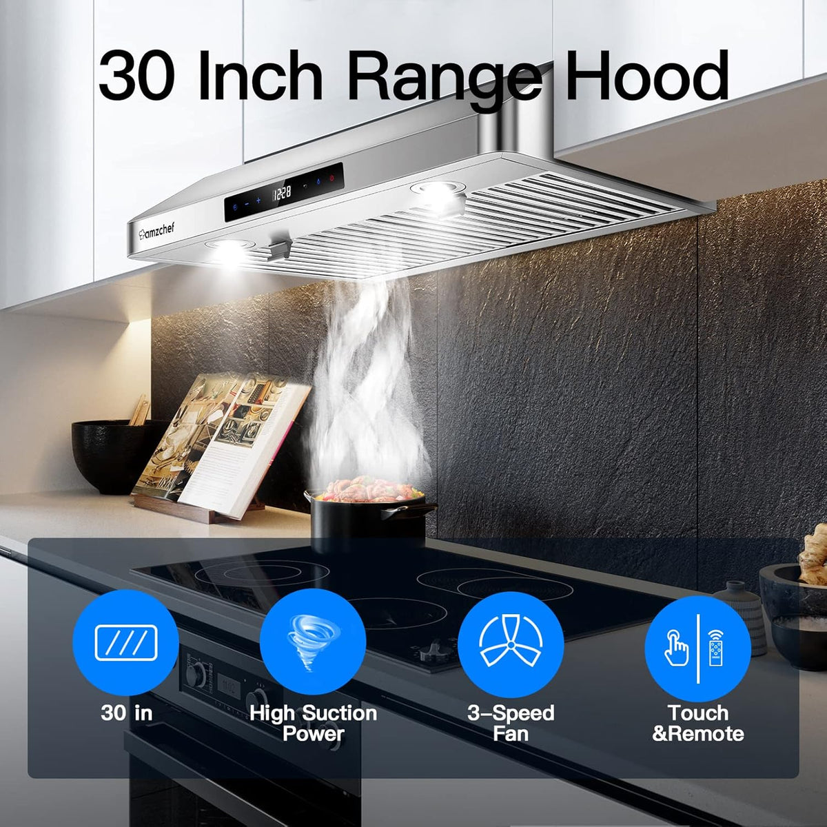 30 Inch Ducted Range Hood Under Cabinet Stainless Steel W7016