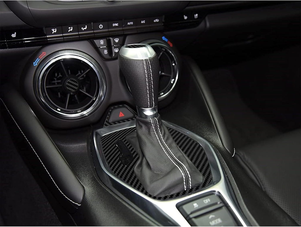 Carbon Fiber Texture Vinyl Wrap Center Console Dashboard Cover for Chevrolet Camaro 28PCS Black Y1866