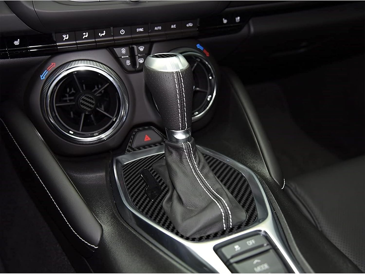 Carbon Fiber Texture Vinyl Wrap Center Console Dashboard Cover for Chevrolet Camaro 28PCS Black Y1866