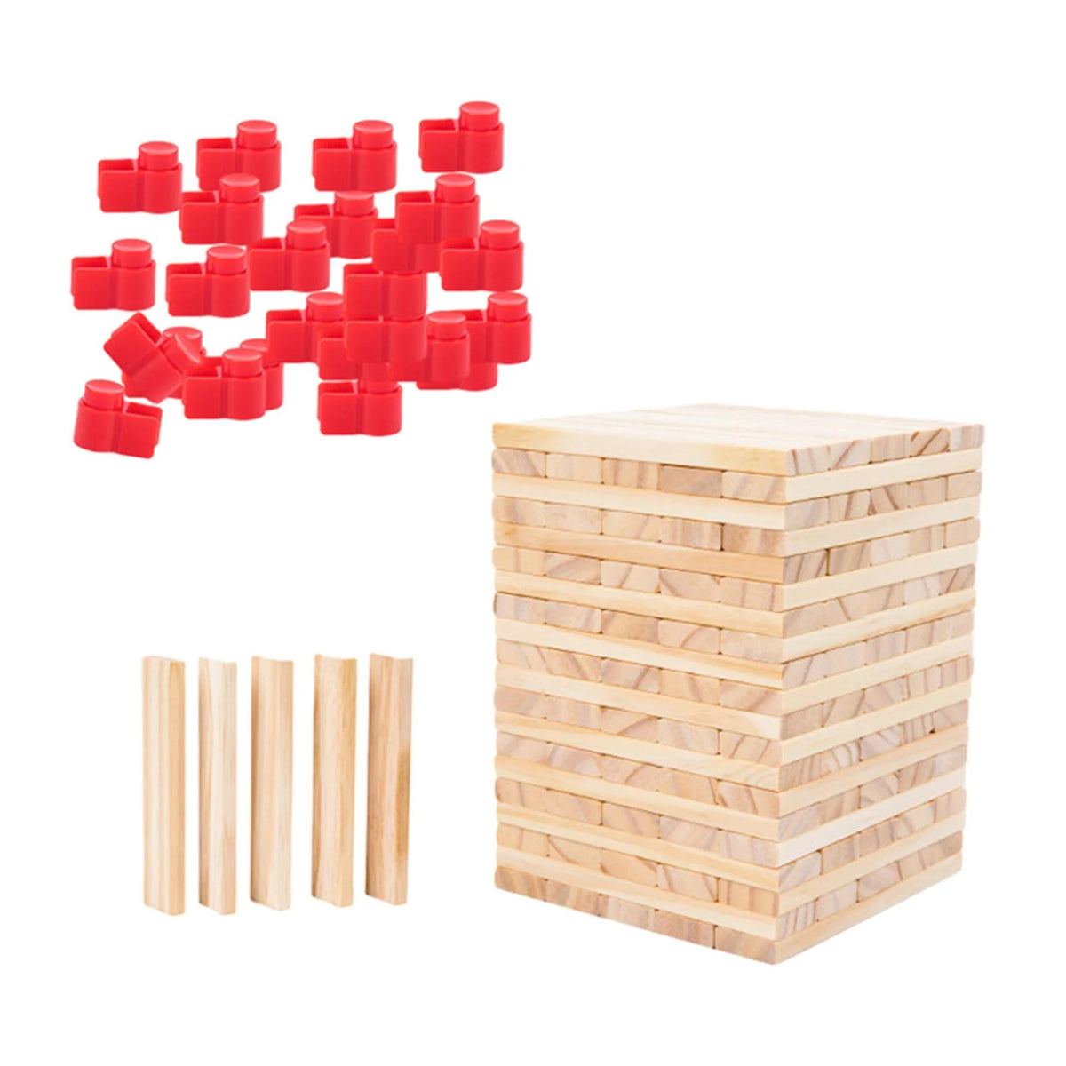 100 Pieces Wooden Blocks Stacking Game Building Kits Board Games A2222