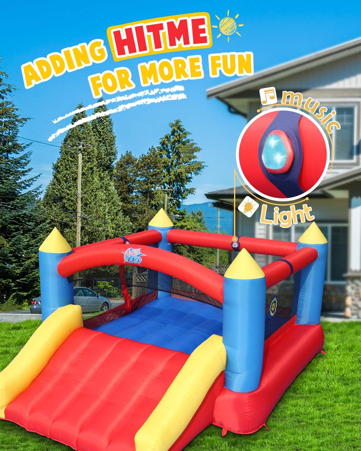Bounce House with Slide, Inflatable Bouncer with Air Blower P14208