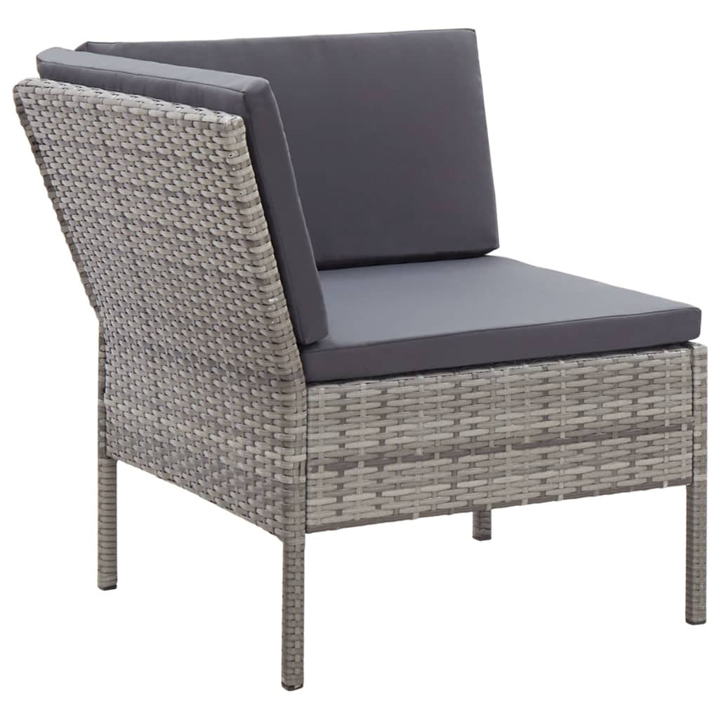 6 Piece Gray Poly Rattan Outdoor Sectional Set with Side Table W201