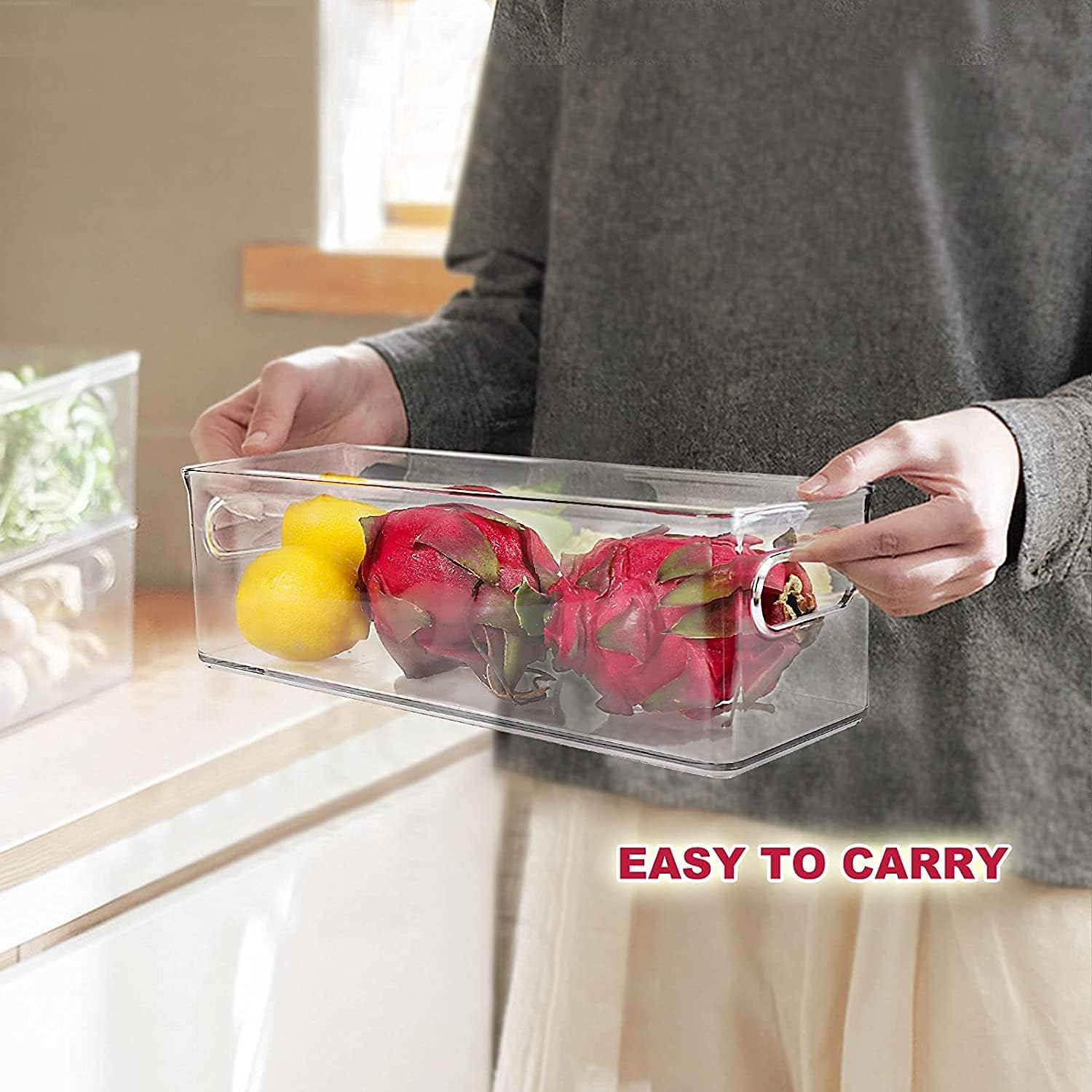 3 Pack Refrigerator Organizer Bins with Pull-out Drawer V449