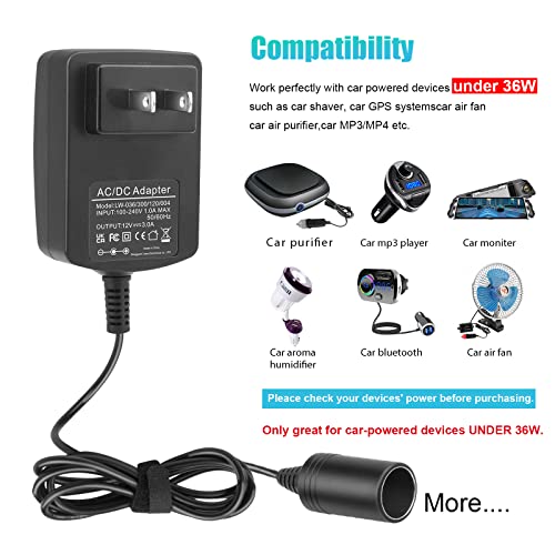 110V AC to 12V DC Car Power Adapter Converter Cigarette Lighter Socket 60W Black I422