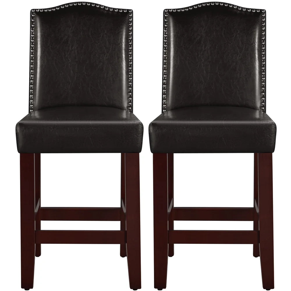 Brown Faux Leather Counter Bar Stools P13016