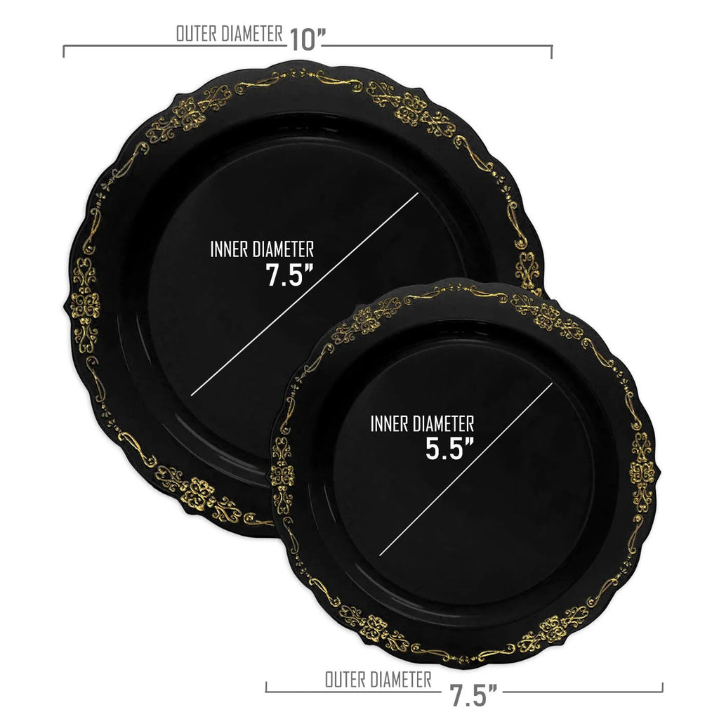 Black Gold Disposable Plastic Wedding Value Set (60 Guests) O643683
