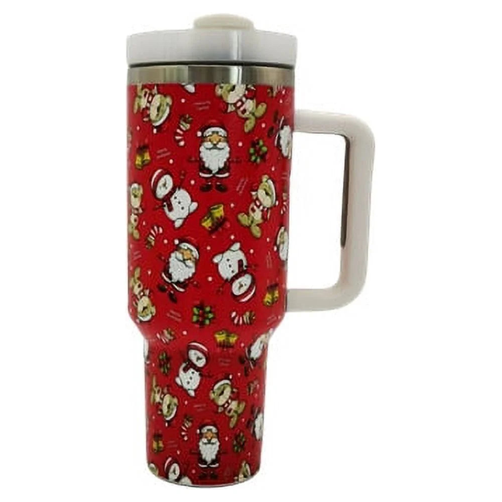 40oz Stainless Steel Water Cup with Handle and Straw Lid Y44894