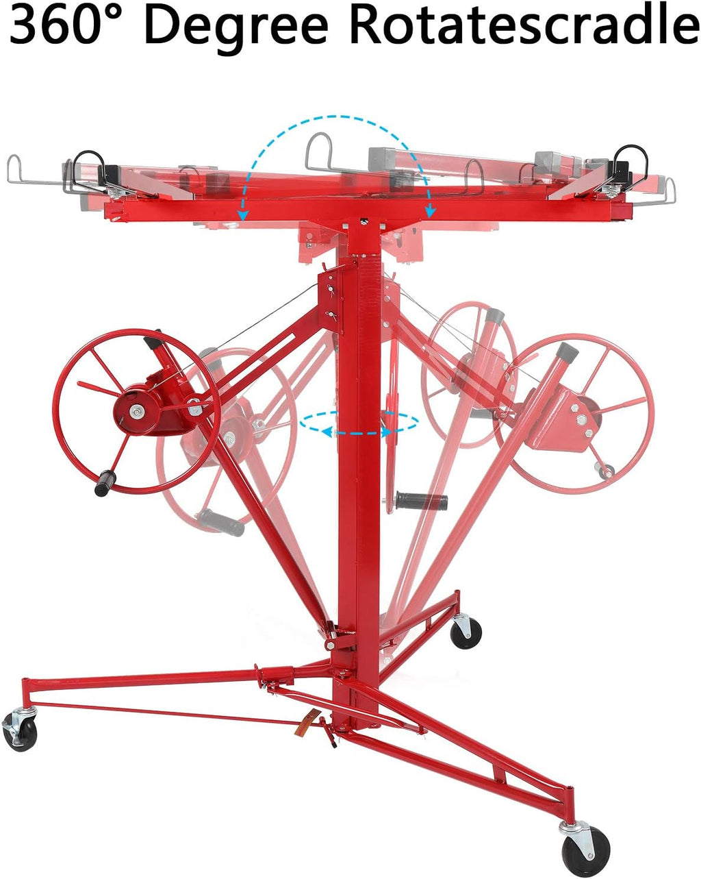 11 FT Drywall Lift Portable Panel Hoist with Adjustable Telescopic Arm Lockable Caster Wheel J4405