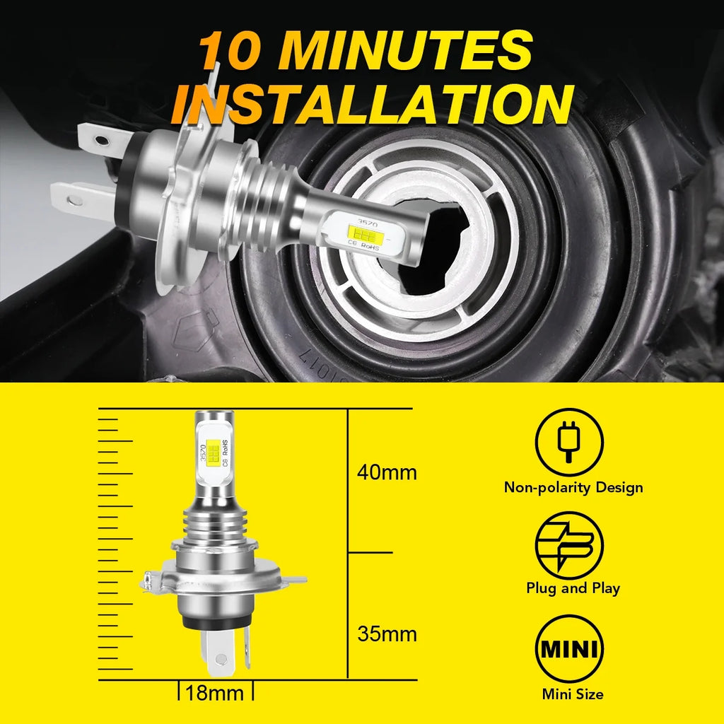 H4 High&Low Beam H11 Fog Light LED Headlight Bulb 6000K White 4x T35135