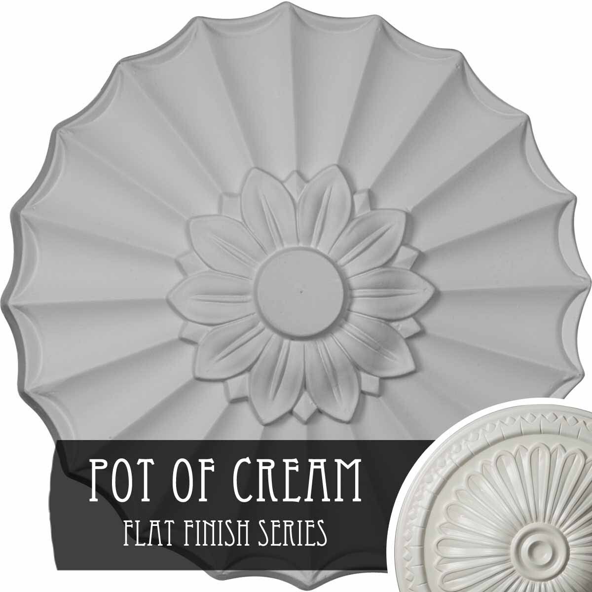 Hand-Painted Pot of Cream Ceiling Medallion W557589