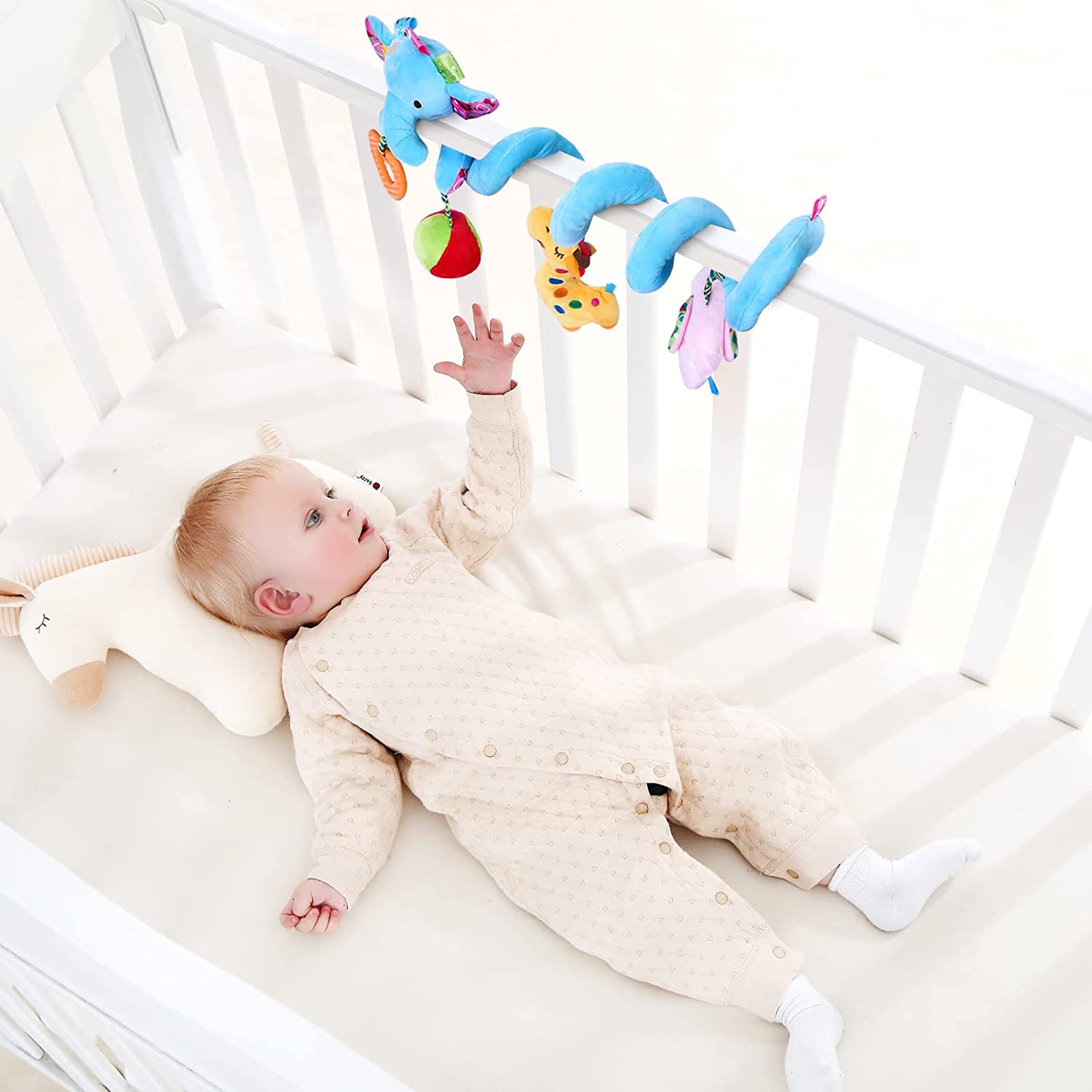 Blue Elephant Hanging Plush Rattle Crib Toy I50747