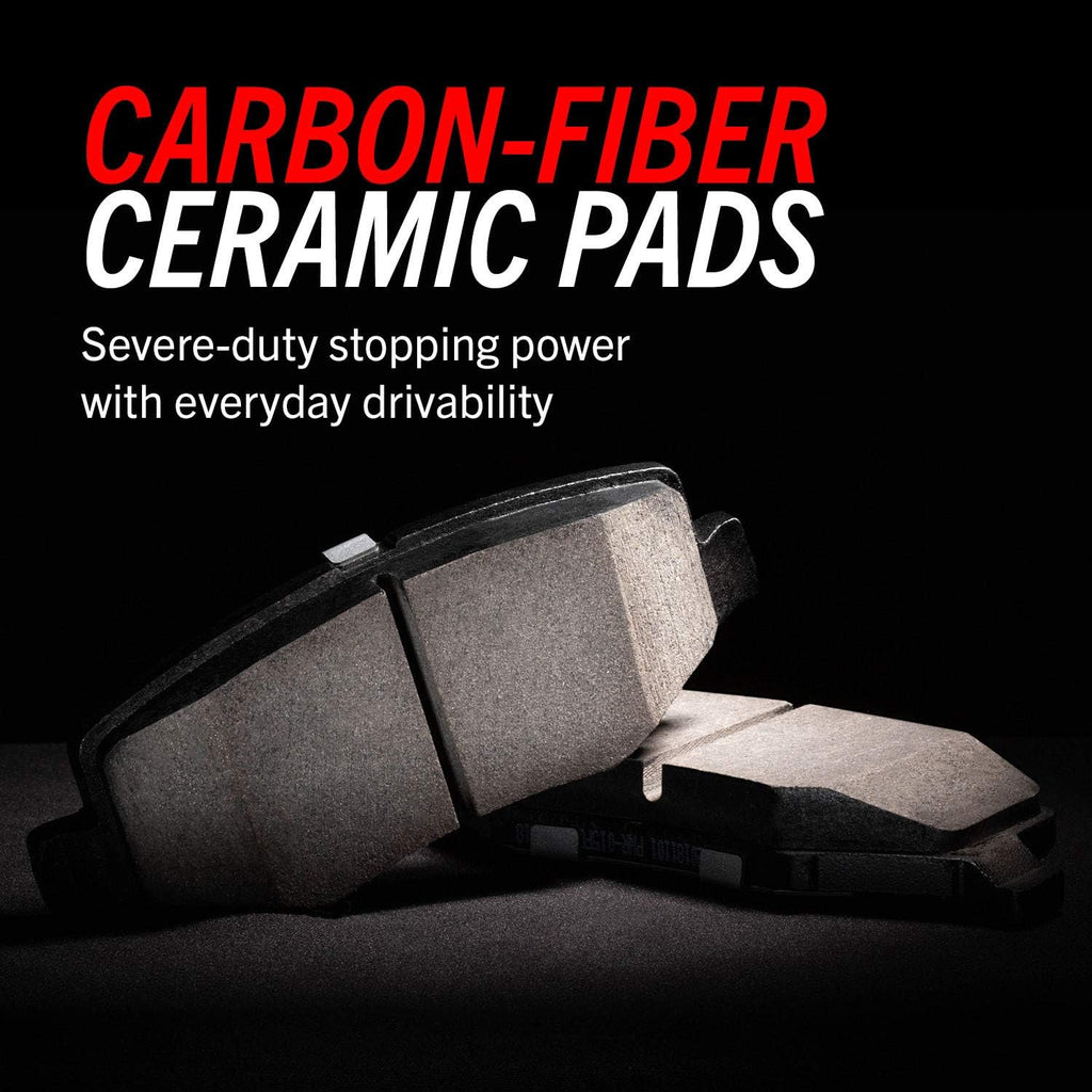 Front and Rear Carbon Fiber Brake Pads with Drilled & Slotted Brake Rotors Kit N8826