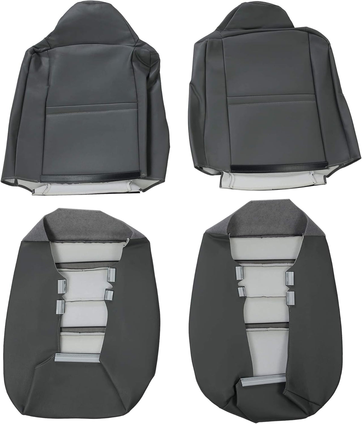 Faux Leather Seat Covers Sets Medium Flint Gray V938238