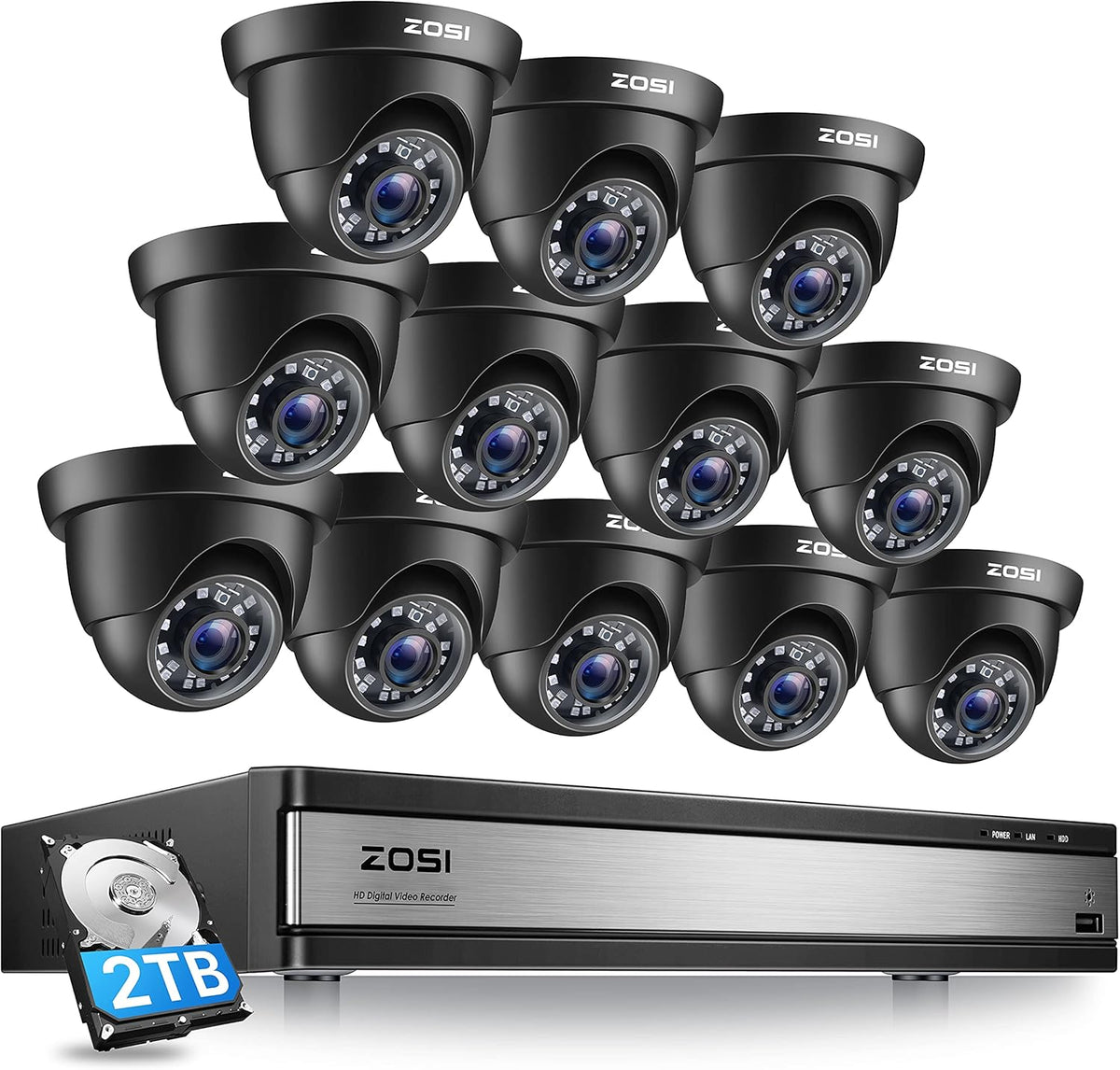 16 Channel 1080p CCTV Dome Camera Security System with 2TB Hard Drive P4940