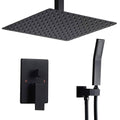 Matte Black Square Rain Shower Set with Ceiling Mount Rainfall Shower Head C4114